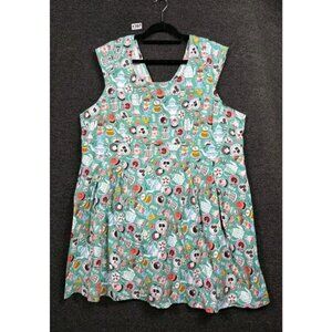 Retrolicious Mad Hatter Tea Party Dress Green Fit & Flare Womens Sz 4X Pleated